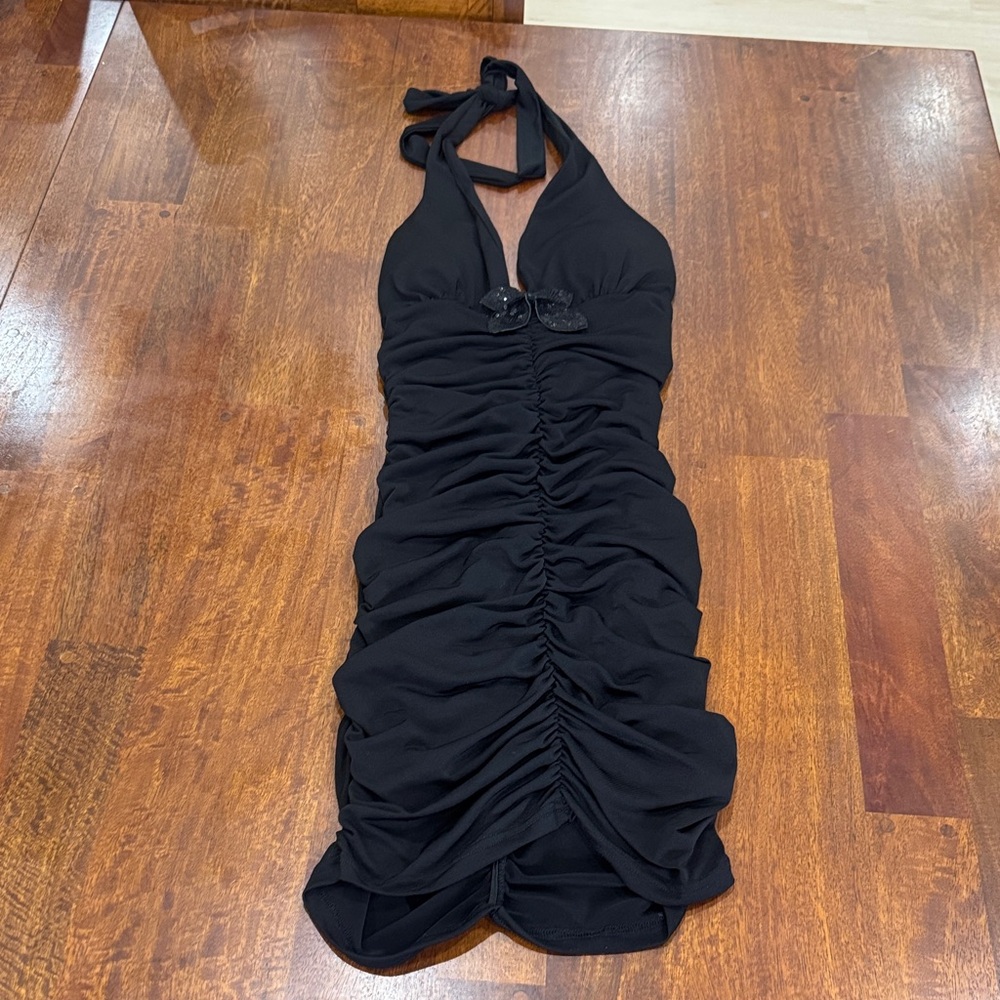 Y2K Sexy Cinched Tally Weijl Black Halter Dress